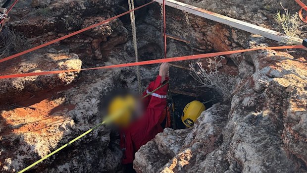 Rescuers used a vertical system to rescue the injured woman.