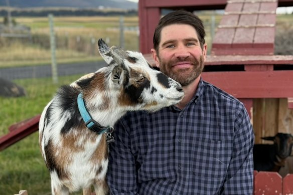Paul Churchill at home in Montana with one of his favourite companions. 