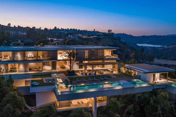 This newly built home has views over Los Angeles.