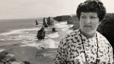 Conservation Minister Joan Kirner at the Twelve Apostles in February 1988. 