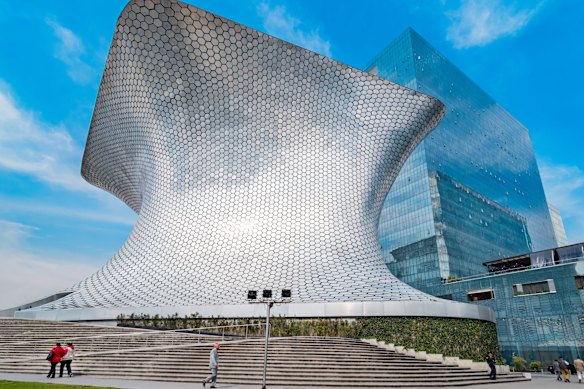 Plated with 16,000 glittering aluminium tiles, the building itself is one of the attractions at Museo Soumaya, where the collection includes works by Picasso, Van Gogh and Rodin's sculpture The Thinker.