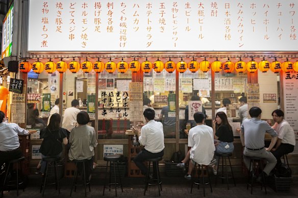 A bar in Ueno area of Tokyo. This is a city in which you could eat every meal for the rest of your life and you would never grow bored.