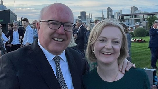 George Brandis with British Prime Minister Liz Truss in London