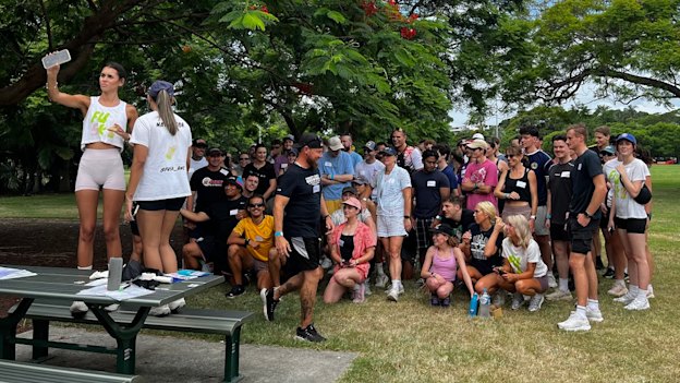 Participants for the sold-out January FU5K at New Farm Park.