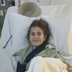 Alexis Lloyd in hospital after the crash.