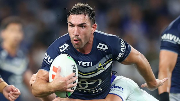 Reece Robson of the Cowboys in action.