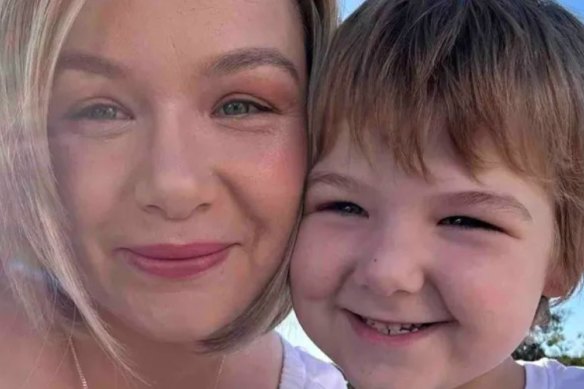 Shar Christoff Harris with her son.