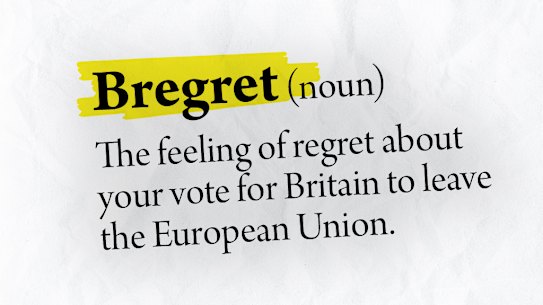 Bregret: The feeling of regret about your vote for Britain to leave the European Union.