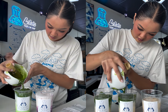 Marie David, the force behind Lola’s Coffee Bar, pours matchas, which emanated from Japan.