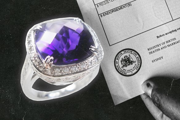 The couple had been engaged at one point and he had given his fiancee an amethyst ring, the Supreme Court heard.