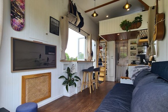 The home is powered by renewable energy and includes a 100-litre water tank. 