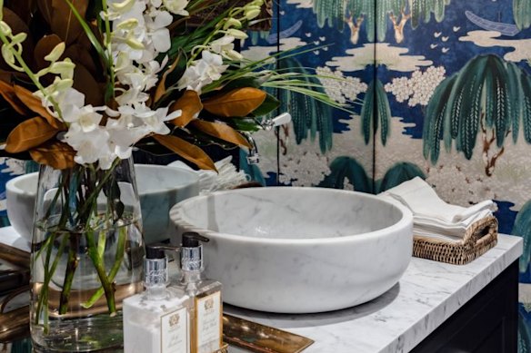 The bathrooms were completely renovated and restored. 