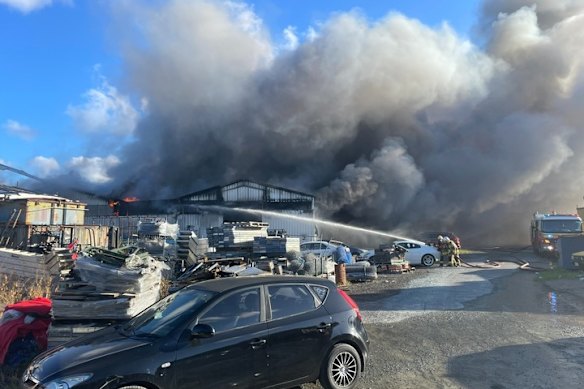 The fire broke out at a business on Boothby Street just before 4pm on Thursday.