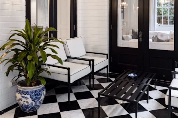 The black and white tiles are a favourite of Marsh and remind her of the home’s 1920s era.