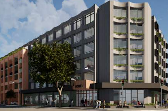 The building will house a hotel and co-living units.