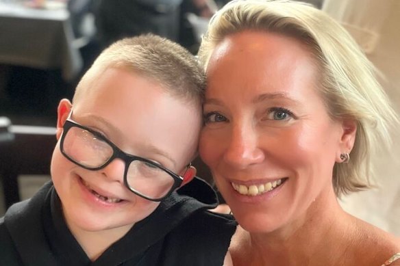 Rachael East and her nine-year-old son Caleb.