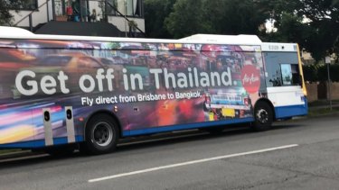 The council bus was spotted carrying the "inappropriate" advertisement across Brisbane.