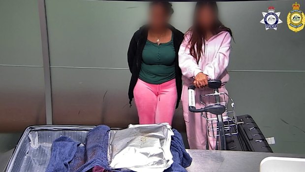 The women arrested at Brisbane Airport.