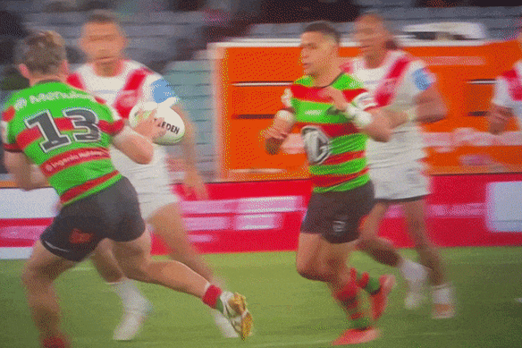 Jaydn Su’A is facing a three-match ban for this shoulder charge on Cameron Murray