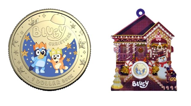  the Bluey coin that will be available, sold as part of a Christmas tree ornament.