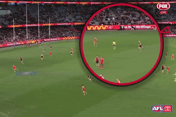  Nate Caddy’s clash with the umpire on Saturday.