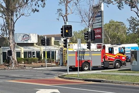 A local shopping centre and streets adjoining a train station have been caught in the exclusion zone established after an oil spill in Mitchelton.