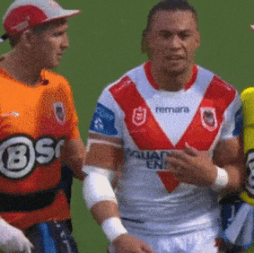 Raymond Faitala-Mariner leaves the field for an HIA in round one.