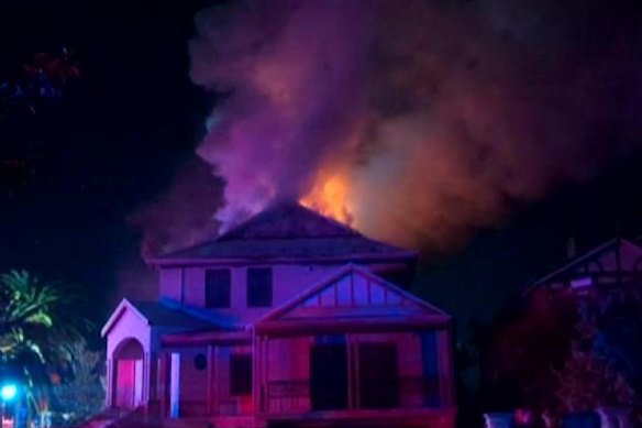 The Mount Lawley house on fire last night.