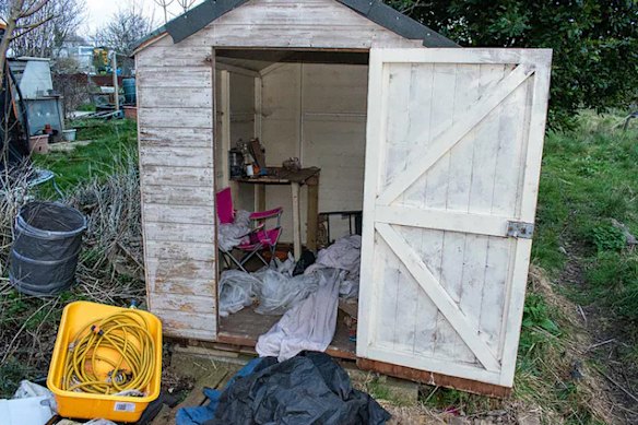 The body of Marten’s youngest child was found hidden in this shed in a shopping bag. 