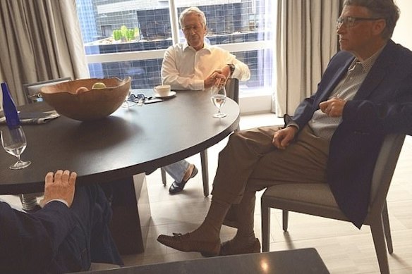 Epstein pictured with Microsoft founder Bill Gates in an undated photo shown in the latest files.
