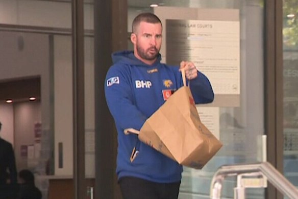 Daniel Stocks leaving Perth Magistrates Court following an earlier appearance.