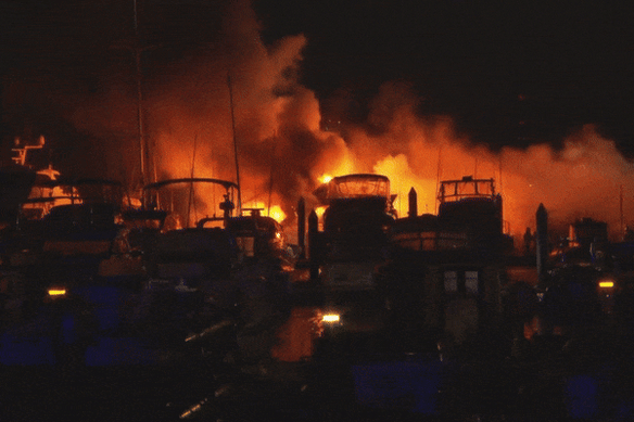 Three vessels sank with emergency services monitoring a fourth.