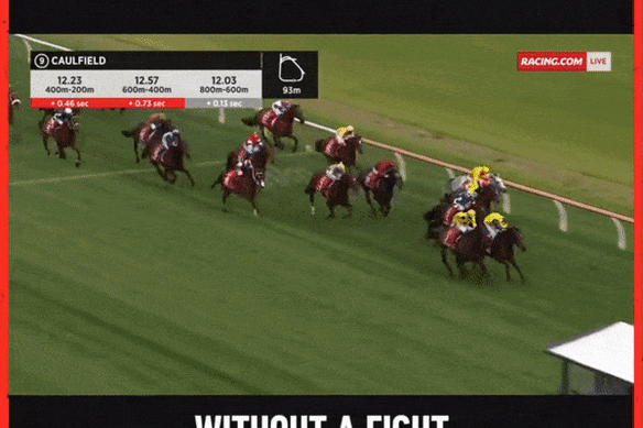 Without A Fight wins the Caulfield Cup.