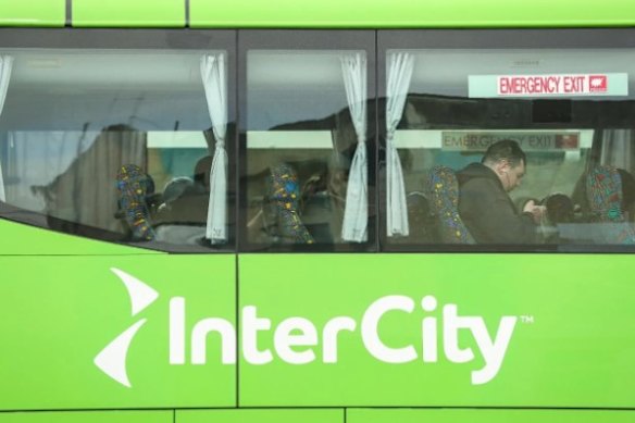 The toddler was found inside a bag in the luggage compartment of an InterCity bus.