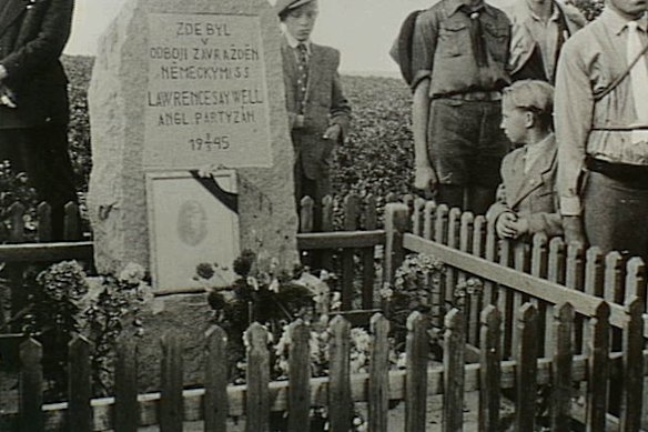 Saywell’s memorial in Miretin, unveiled in September 1945.