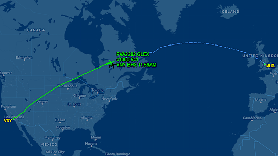 The flight believed to be carrying Prince Harry and Meghan and their children from California to the UK.