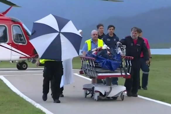 A seriously-injured woman was flown to Cairns Hospital for further treatment after her and a man fell from a zipline in Cape Tribulation.