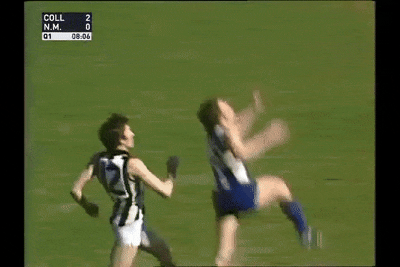 David Dench’s famous rebounding goal in the 1977 grand final against Collingwood.
