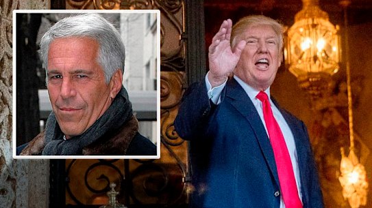 US President Donald Trump and convicted sex offender Jeffrey Epstein (inset) were friends.