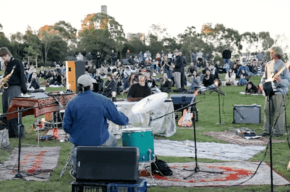 A crowd enjoys the park gig in Sydney.
