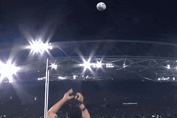 Storm’s Jack Howarth is denied a close try in the 2024 NRL grand final against the Panthers.