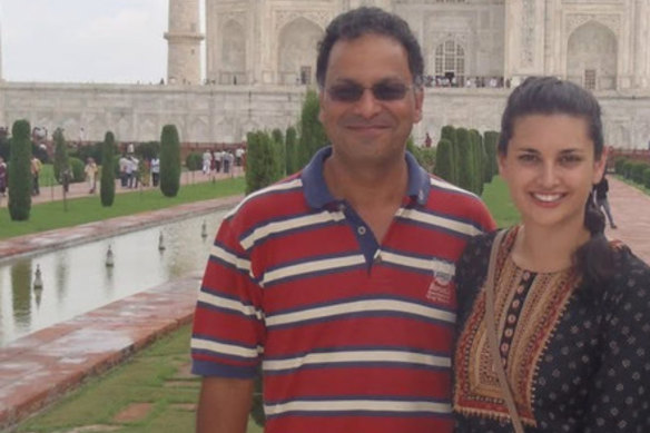 The writer and her father on their trip to India.  