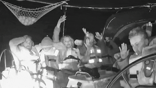 Zack Schofield (far left) is among the four Australians confirmed to have been intercepted by Israel en route to Gaza with the Global Sumud Flotilla.