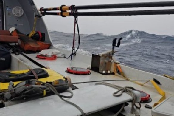 Aurimas Mockus is facing rough seas as Tropical Cyclone Alfred bears down on him in the Coral Sea.