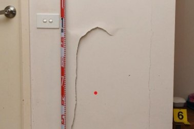 Damage to a wall found inside Dayna Isaac’s Penrith home, following her murder.