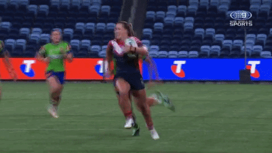 Sheridan Gallagher drags Isabelle Kelly down by the ponytail. 