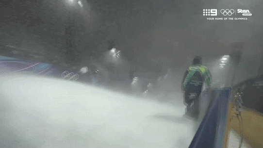Wild weather at the women’s big air final on Monday night.