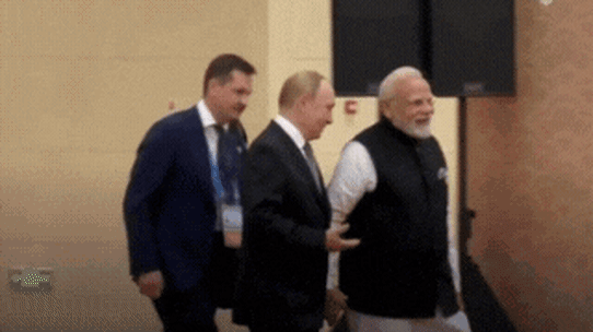 Vladimir Putin, Narendra Modi and Xi Jinping at the Shanghai Security Co-operation summit.