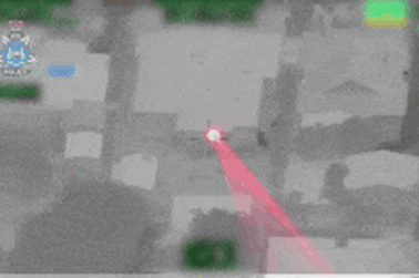 The man allegedly shone a laser on the police helicopter four times.