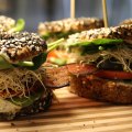 Bestseller: Bagels with eggplant 'jerky' at Orawgi cafe.